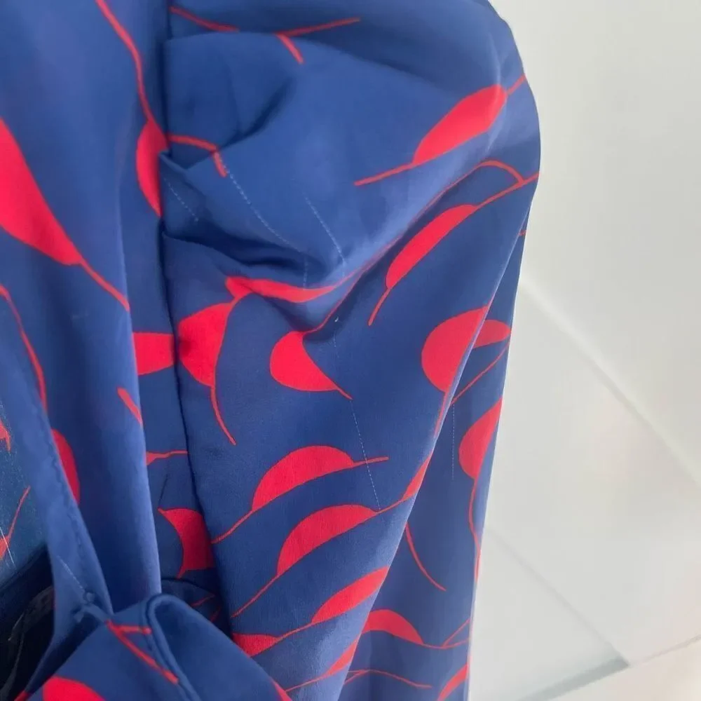Self Portrait Blue Red One Shoulder Ruffle Dress - Picture 13 of 13